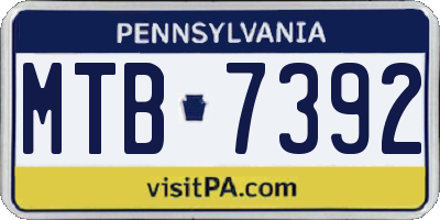 PA license plate MTB7392