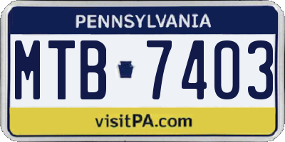 PA license plate MTB7403