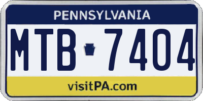 PA license plate MTB7404