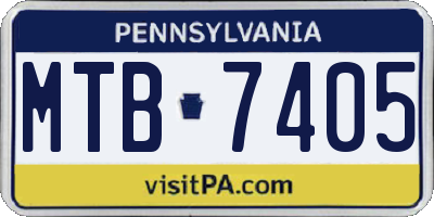 PA license plate MTB7405