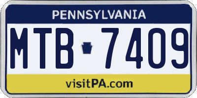 PA license plate MTB7409