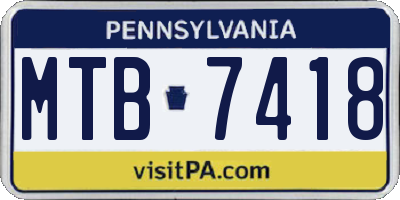 PA license plate MTB7418