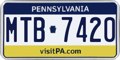 PA license plate MTB7420