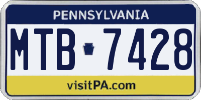 PA license plate MTB7428