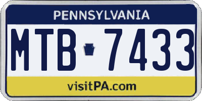 PA license plate MTB7433