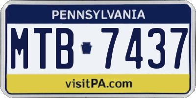 PA license plate MTB7437