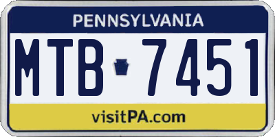 PA license plate MTB7451