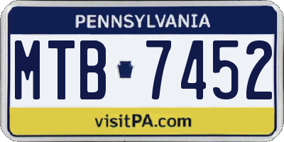 PA license plate MTB7452