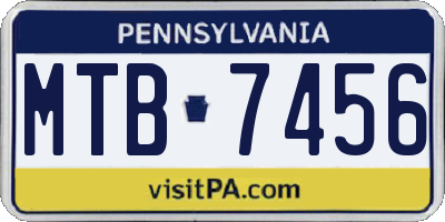 PA license plate MTB7456