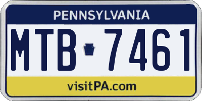 PA license plate MTB7461