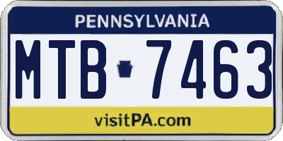 PA license plate MTB7463