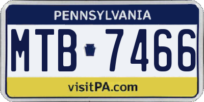PA license plate MTB7466
