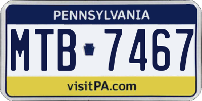 PA license plate MTB7467