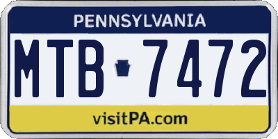 PA license plate MTB7472