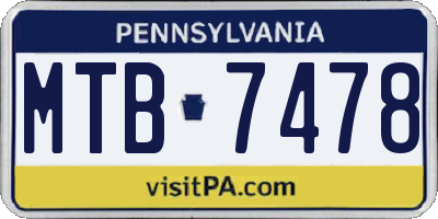 PA license plate MTB7478