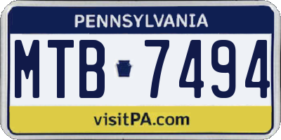 PA license plate MTB7494