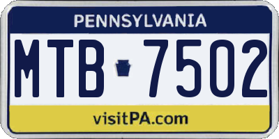 PA license plate MTB7502