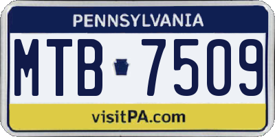 PA license plate MTB7509