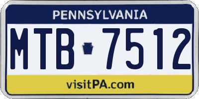 PA license plate MTB7512