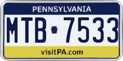 PA license plate MTB7533