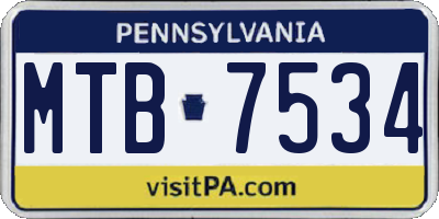 PA license plate MTB7534