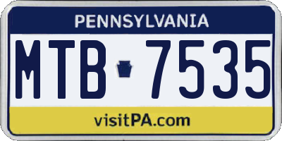 PA license plate MTB7535