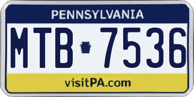 PA license plate MTB7536