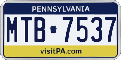 PA license plate MTB7537
