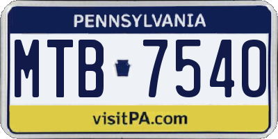 PA license plate MTB7540