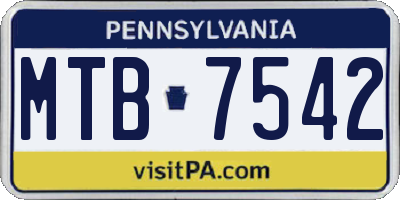 PA license plate MTB7542