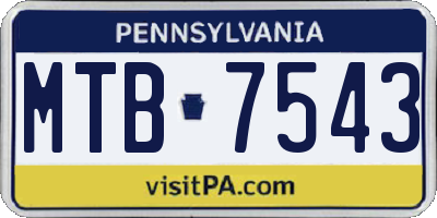 PA license plate MTB7543