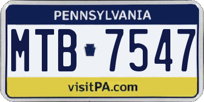 PA license plate MTB7547