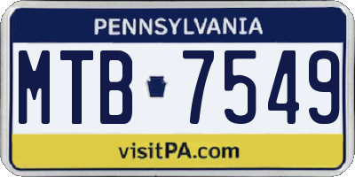PA license plate MTB7549