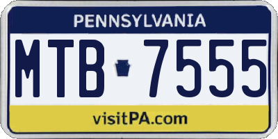 PA license plate MTB7555
