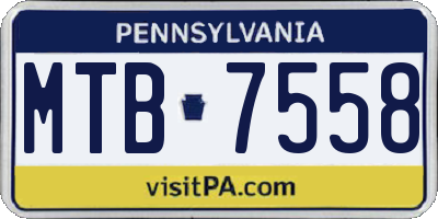 PA license plate MTB7558
