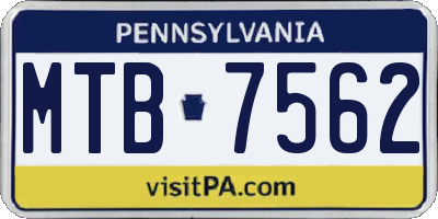 PA license plate MTB7562