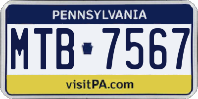 PA license plate MTB7567