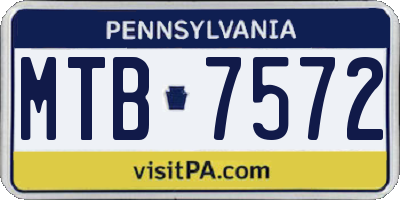 PA license plate MTB7572