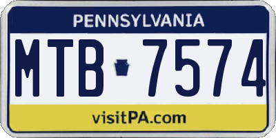 PA license plate MTB7574