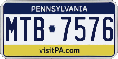 PA license plate MTB7576