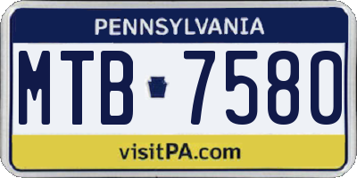 PA license plate MTB7580