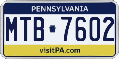 PA license plate MTB7602
