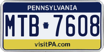 PA license plate MTB7608