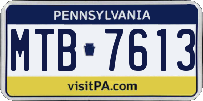 PA license plate MTB7613
