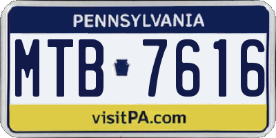 PA license plate MTB7616