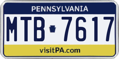PA license plate MTB7617
