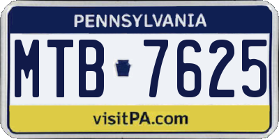 PA license plate MTB7625