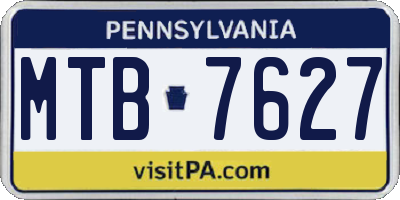 PA license plate MTB7627