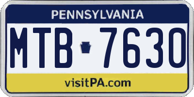 PA license plate MTB7630