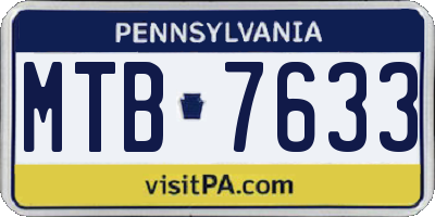 PA license plate MTB7633